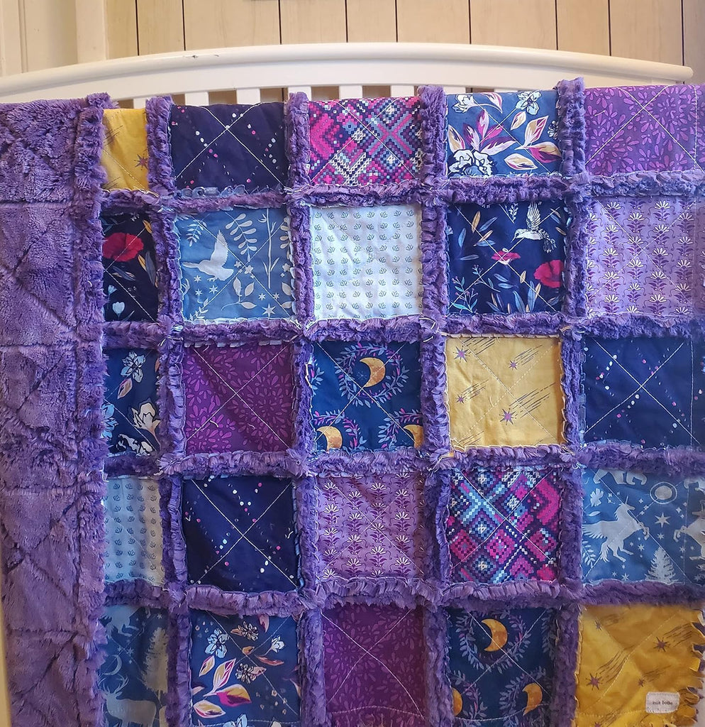 Quilt for Sale, Infant Quilt, Bohemian Rag Quilt, Floral, Baby Bedding, Witchy Gifts, Crib Quilt, Magical Gifts Baby