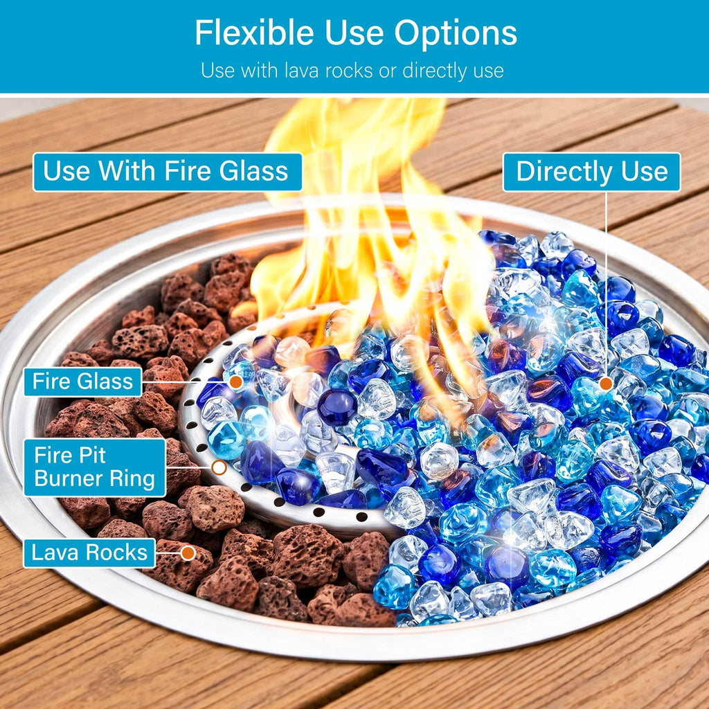 5LB Diamond Fire Glass, 1 Inch Fire Pit Rocks for Propane or Gas