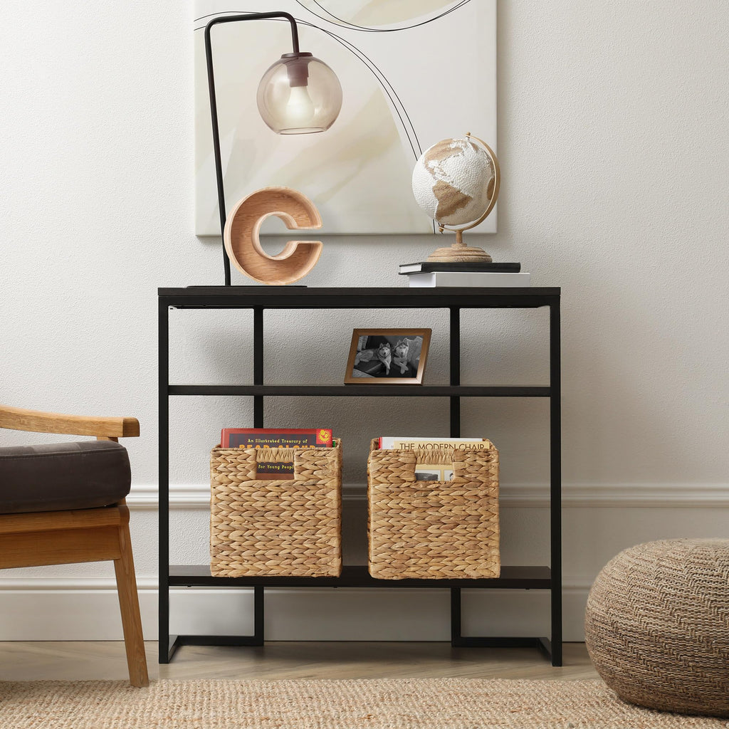 10.5" x 10.5" Water Hyacinth Storage Baskets, Natural - Set of 6 Collapsible Cube Organizers, Woven Bins, Laundry