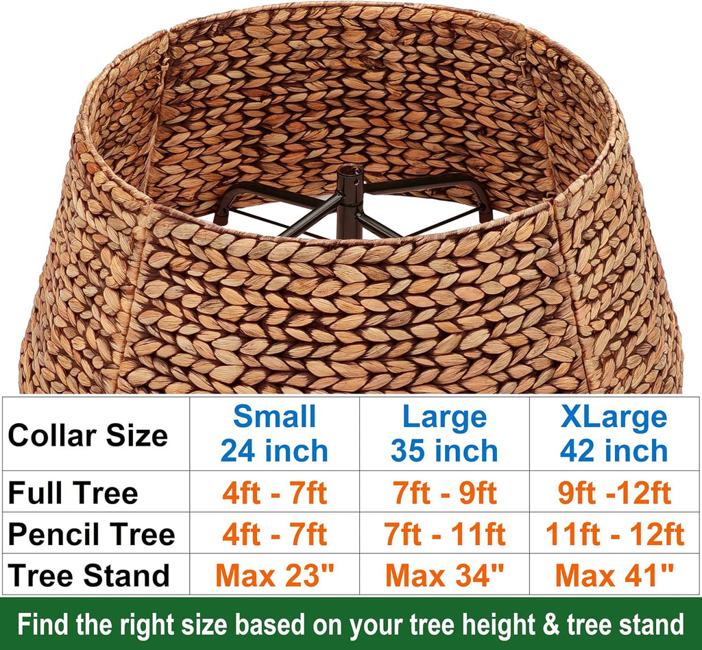Rattan Christmas Tree Collar, Brown Wash, 42 inch