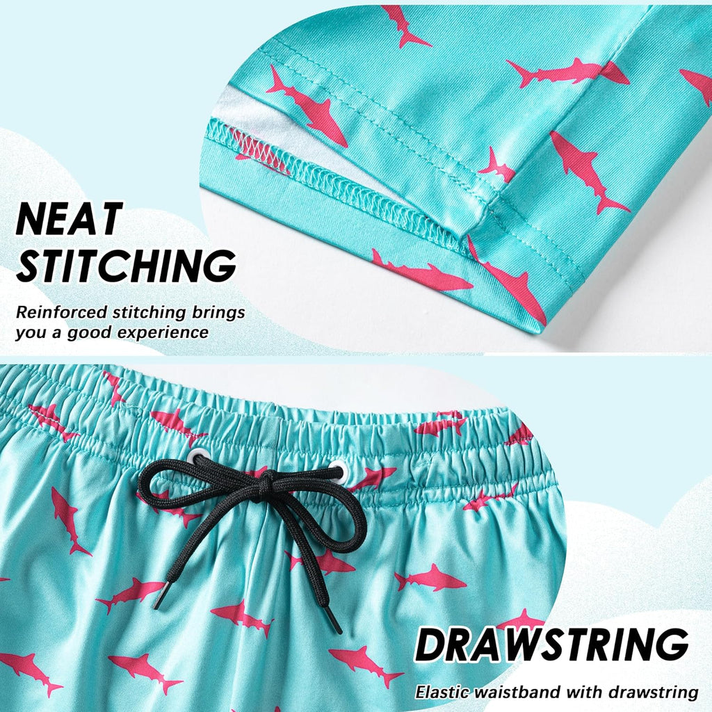 Boys Swim Trunks with Compression Liner Boys Stretch Swim Shorts Quick Dry 2 in 1 Beach Shorts