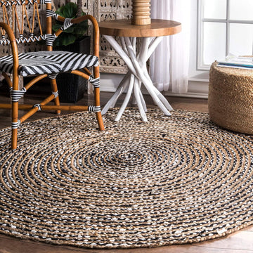 Handmade Hand Woven Braided Jute Natural Fibers Rug Bohemian Hand Braided Eco Friendly Rugs Kitchen Living Room