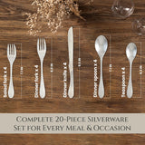Matte 20-Piece Flatware Set, Silver