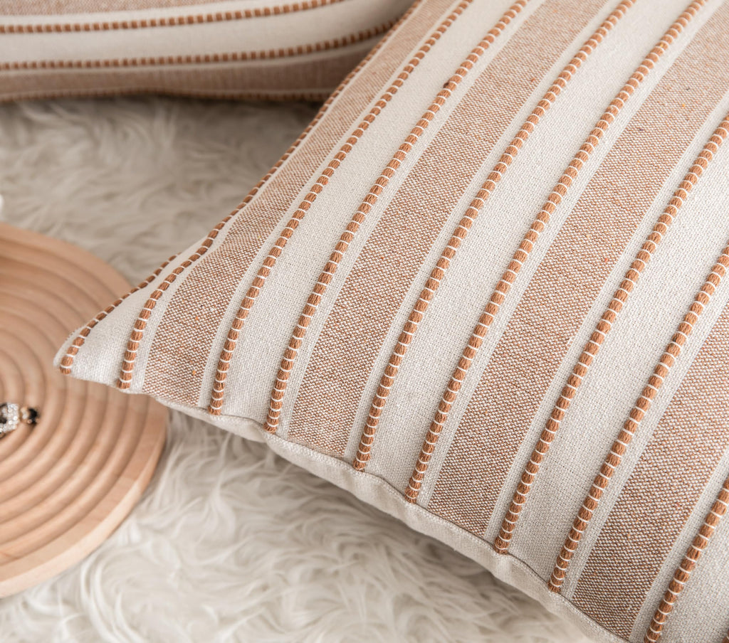 Decorative Boho Lumbar Throw Pillow Covers, Farmhouse Textured Pillow Case, 12 x 20 Inch Set of 2, Chair Sofa Bedroom