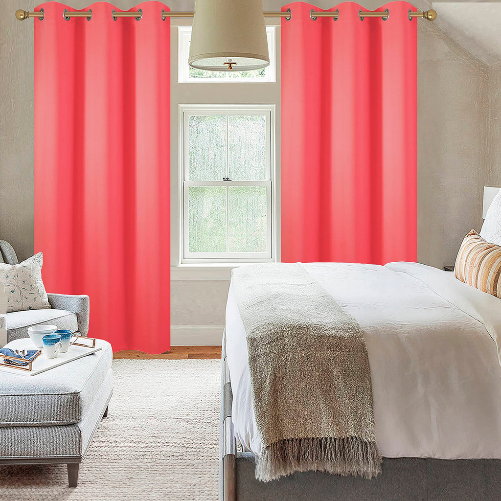 Coral Grommet Blackout Curtains Thermal Insulated Room Darkening Curtains Drapes, 42 x 84 inch, 2 Panels