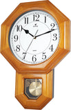 Traditional Schoolhouse Solid Wood Pendulum Wall Clock Chimes Hourly with Westminster Melody Chime (Natural Wood w/Westminster Chime)...