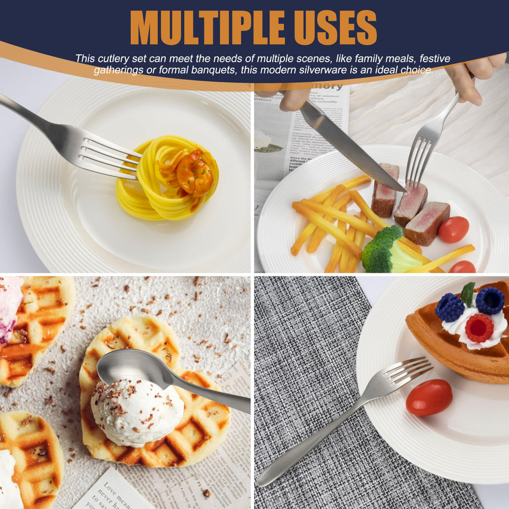 Matte Satin Silverware Set, Stainless Steel Flatware Set for 8, 40 Pieces
