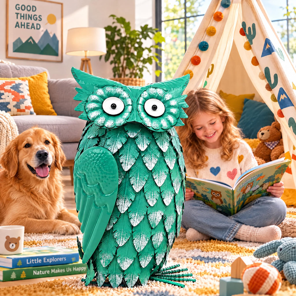 Large Owl Decor Statue, Bird Figurine Gift for Halloween Christmas Decor