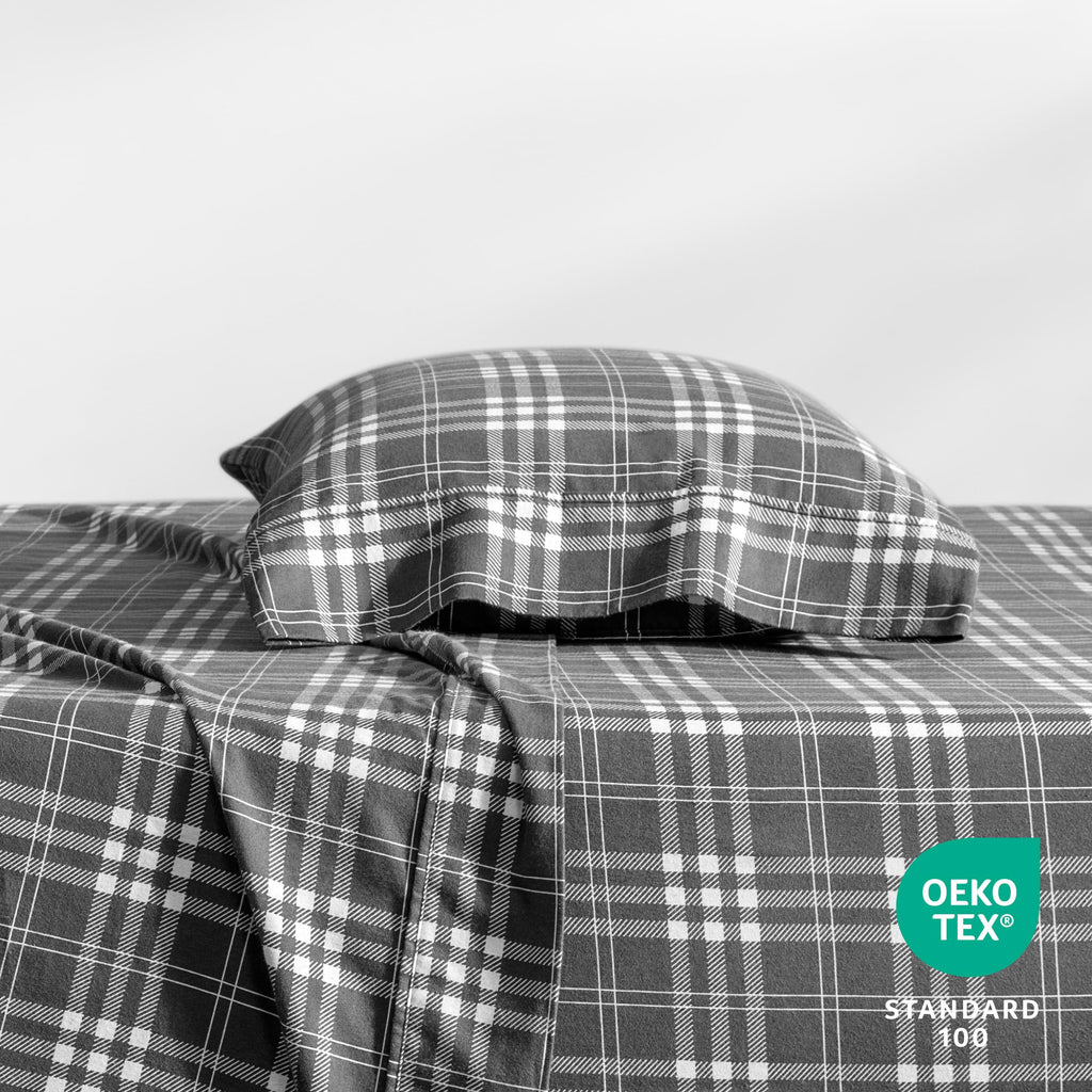 Flannel Sheet Set Prints (Stirling Plaid - Grey/White)