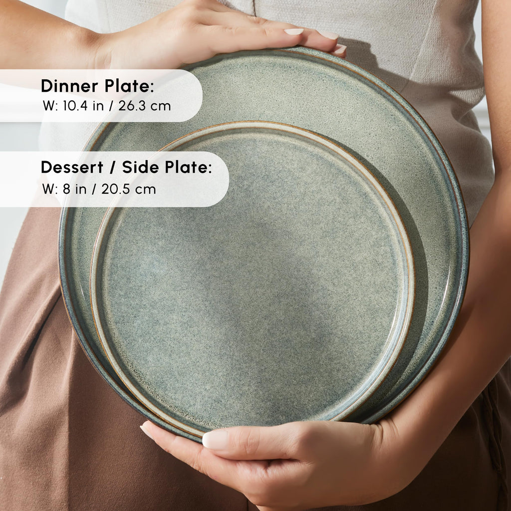 New Skal 18-Piece Dinnerware Sets for 6 People, Modern Design, Stoneware Dinner Set, Kitchen Plates Bowls, Reactive