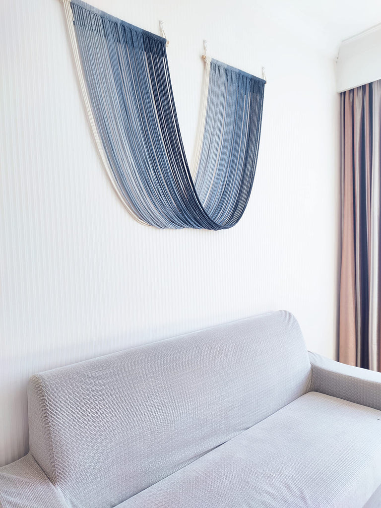Dip Dye Large Macrame Wall Hanging Tie-Dye Yarn Tapestry Home Boho Wall Decor Ombre Art Headboard Bedroom Living Room