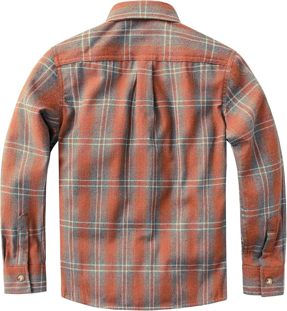 6 oz Boys Flannel Shirts Plaid Button Down Shirt Long Sleeve