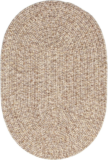 Rustic Farmhouse Living Indoor/Outdoor Reversible Braided Rug - Made in USA - Beige Mix 2' X 3' Oval