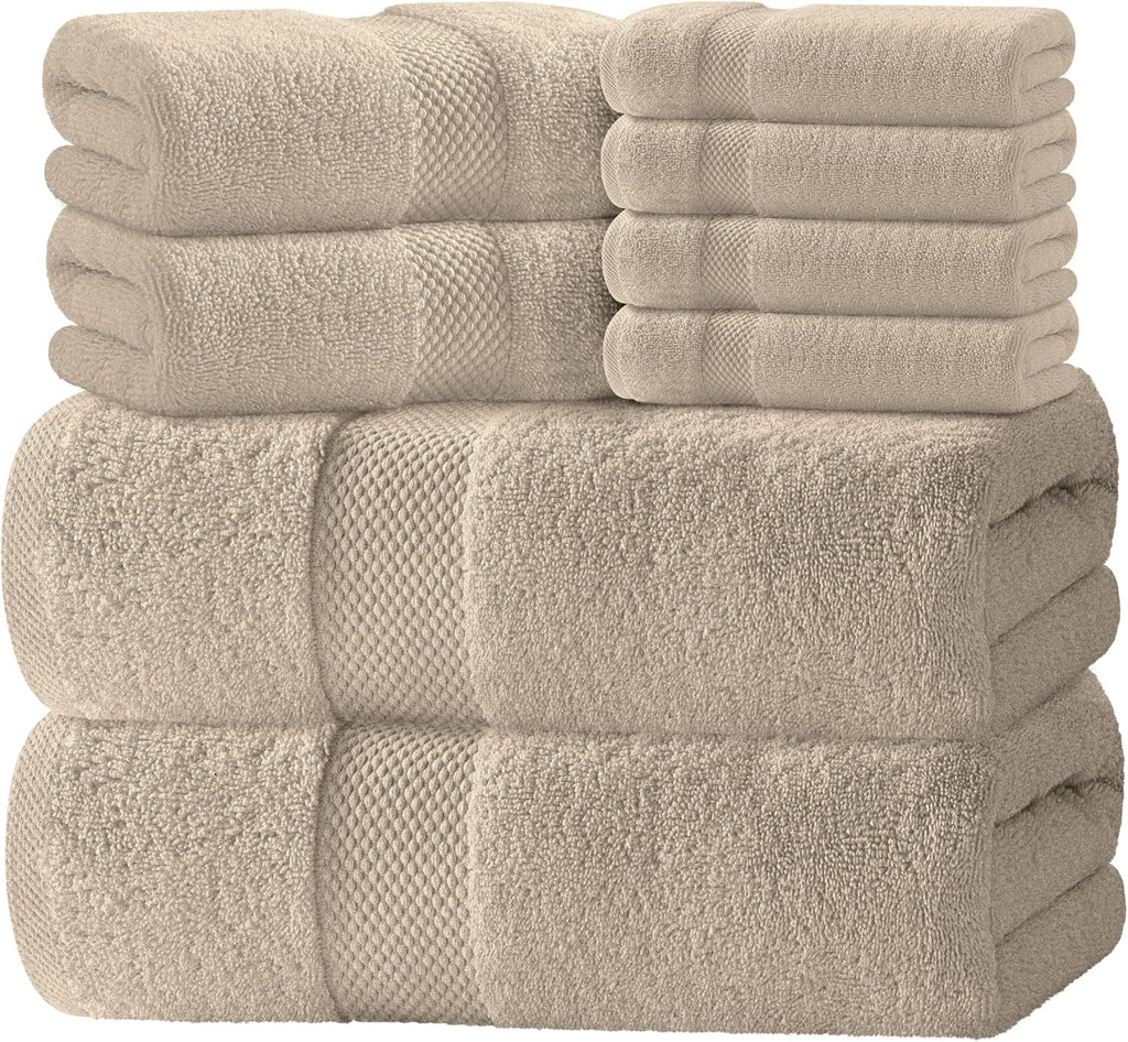 Luxury Bath Towel Set of 8 Pieces - 100% Turkish Cotton Highly Absorbent Towels , 2 Luxury Bath Towels 700GSM, 2 Hand