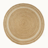 6' ft Round Jute Cotton Area Rug - Natural Fiber Handmade Boho Charm Farmhouse Jute Area Rug Soft Br
