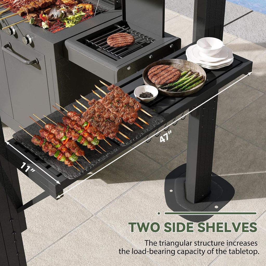 Grill Hardtop Gazebo 5 x 8 FT, Outdoor Metal Hard Top Gazebo, Permanent BBQ Pavilion with Galvanized Steel Roof