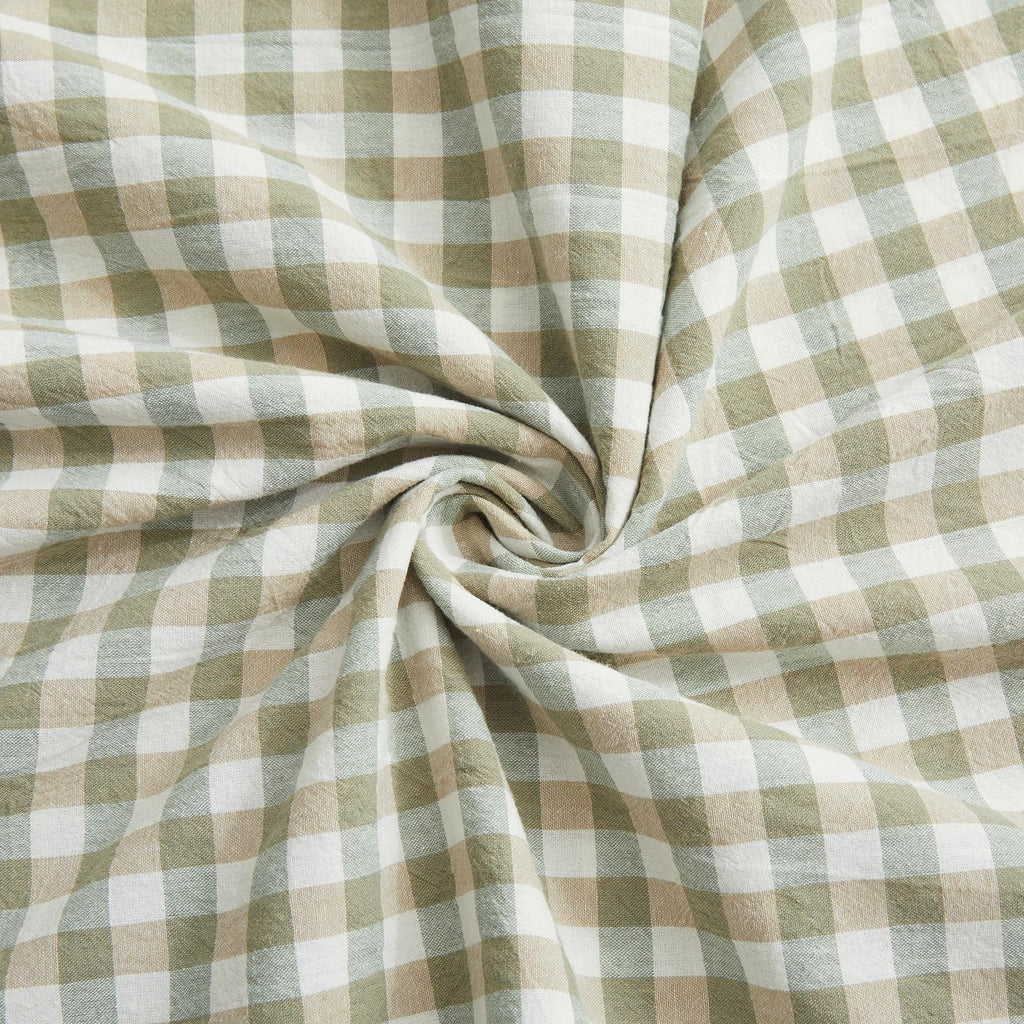 2 Pcs Ruffle Gingham Pillow Covers 20" x 20", Sage Green Plaid