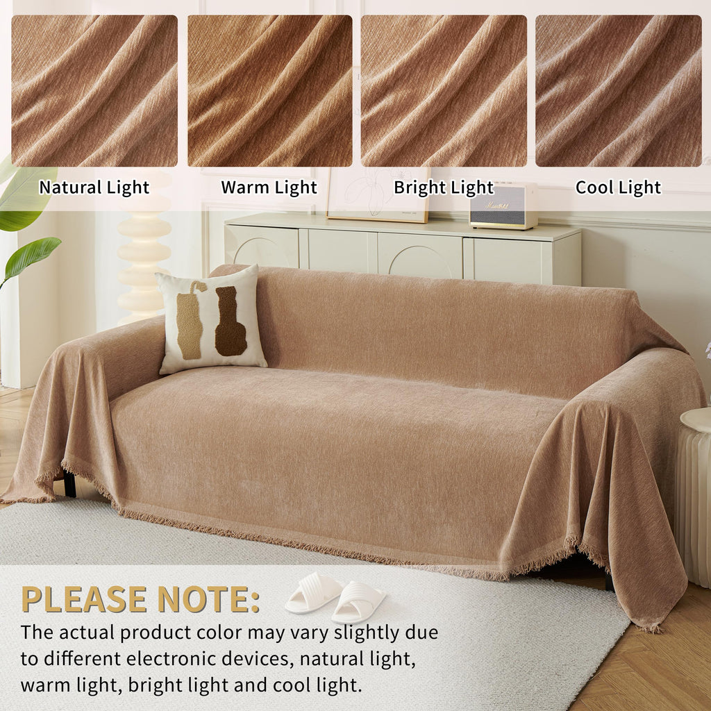 Sectional Couch Covers 2-Piece for L Shape Sofa Khaki Large