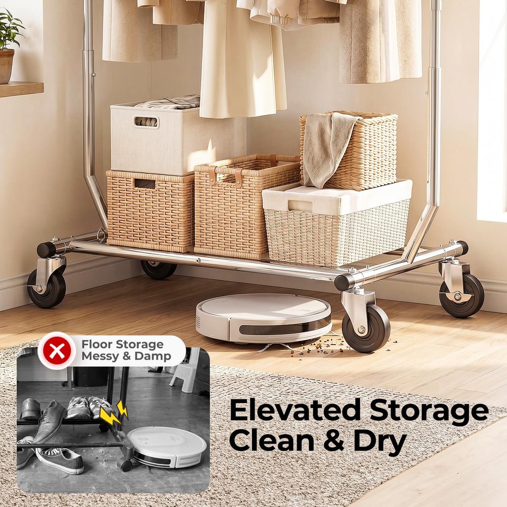 Clothes Rack Rolling Clothing Racks with Wheels Collapsible