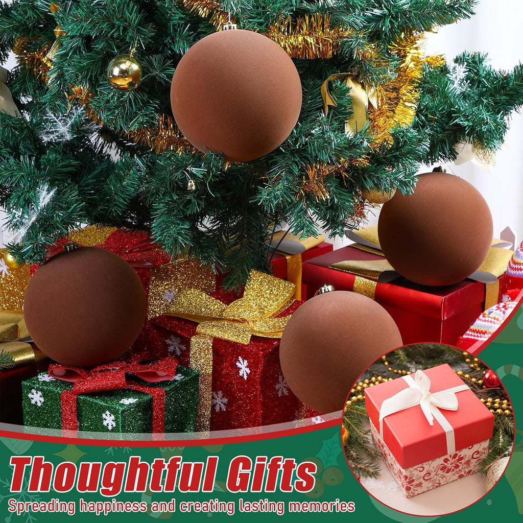 4 Pcs 8 Inch Extra Large Velvet Christmas Balls Oversized Huge Big Christmas Tree Ornaments Balls for Family Holiday