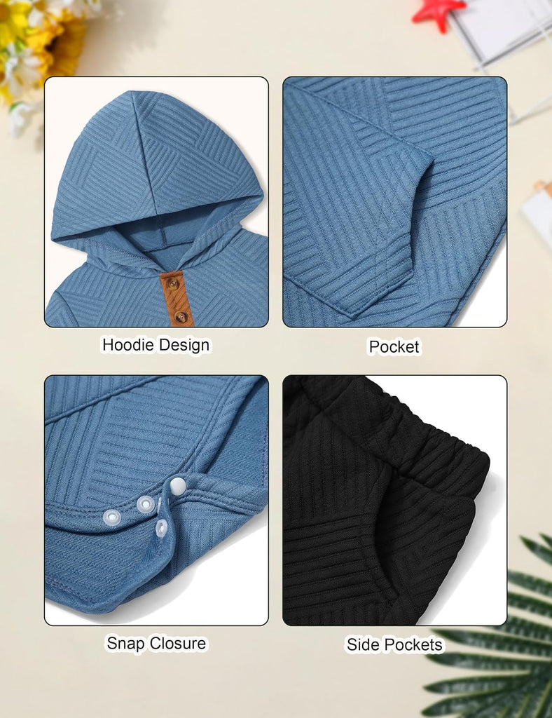 Baby Boy Clothes Colorblocked Long Sleeve Hoodie + Long Pants 2PCS Fall Winter Outfits Set