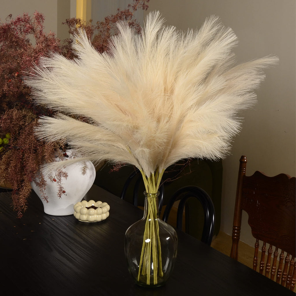 Pampas Grass Decor Tall, 9PCS Pompas, Large Faux Pampas Grass, 38'' Tall Pampas Grass for Floor Vase, Feathers for