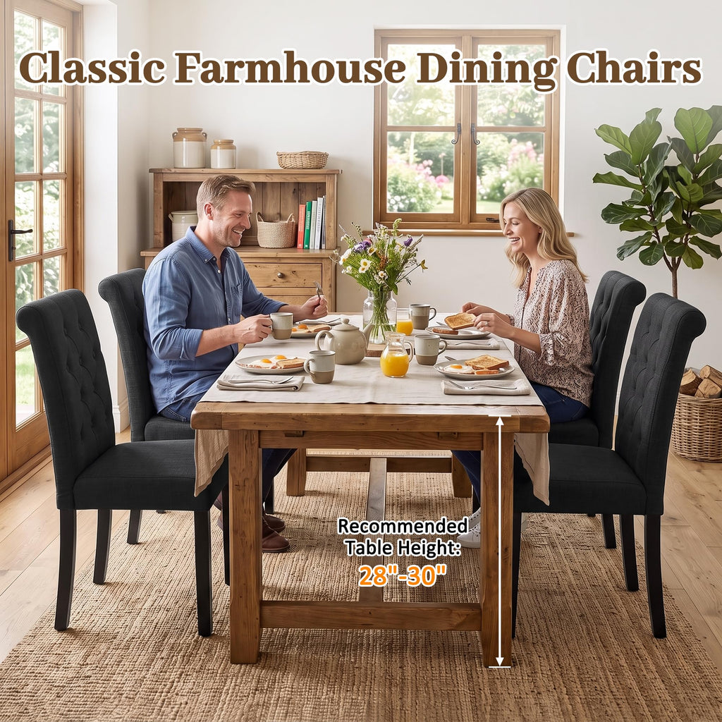 Set of 4, Modern Armless Parsons Side Chairs, Upholstered Button-Tufted Fabric Dining Kitchen Chairs with Solid Wood