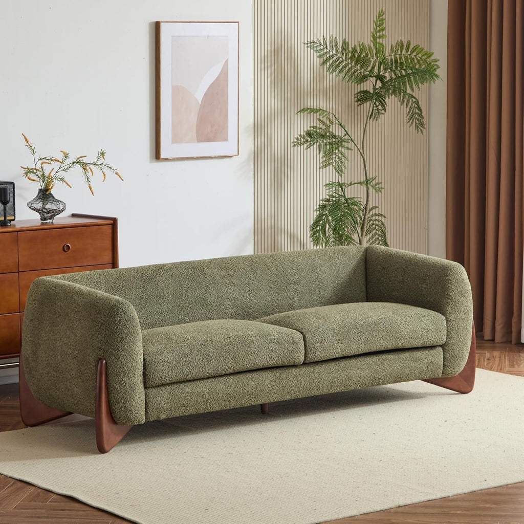 82 Inches Sofa Couch, Cozy Boucle Upholstered 3-Seater Sofa, Wood Frame Couch