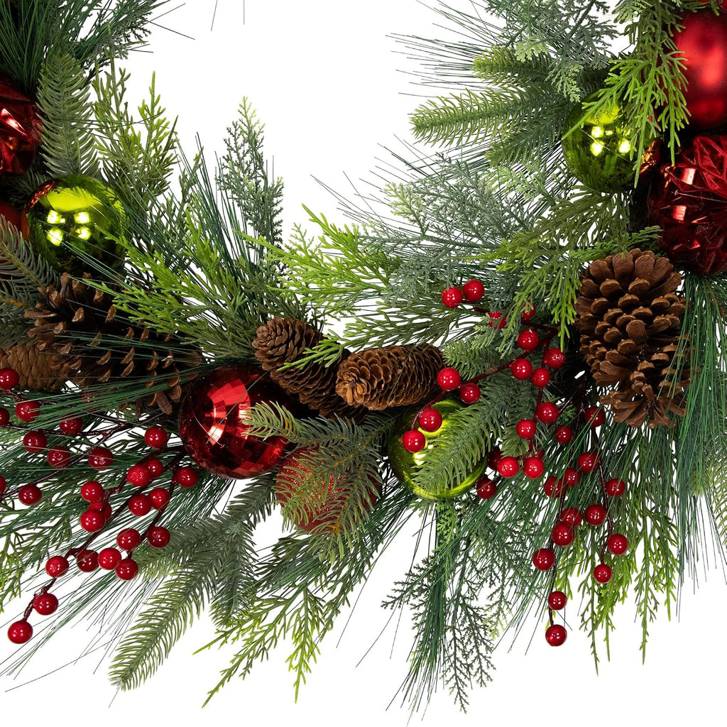 Real TouchTM Pinecones Ornaments Artificial Christmas Wreath 36"