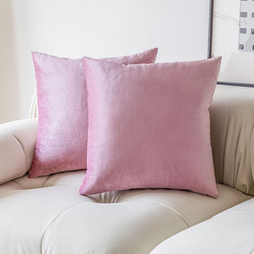 Velvet Euro Pillow Shams 26x26 Decorative Pink Throw Pillows Square Plush Pillow Covers for Couch Sofa Living Room