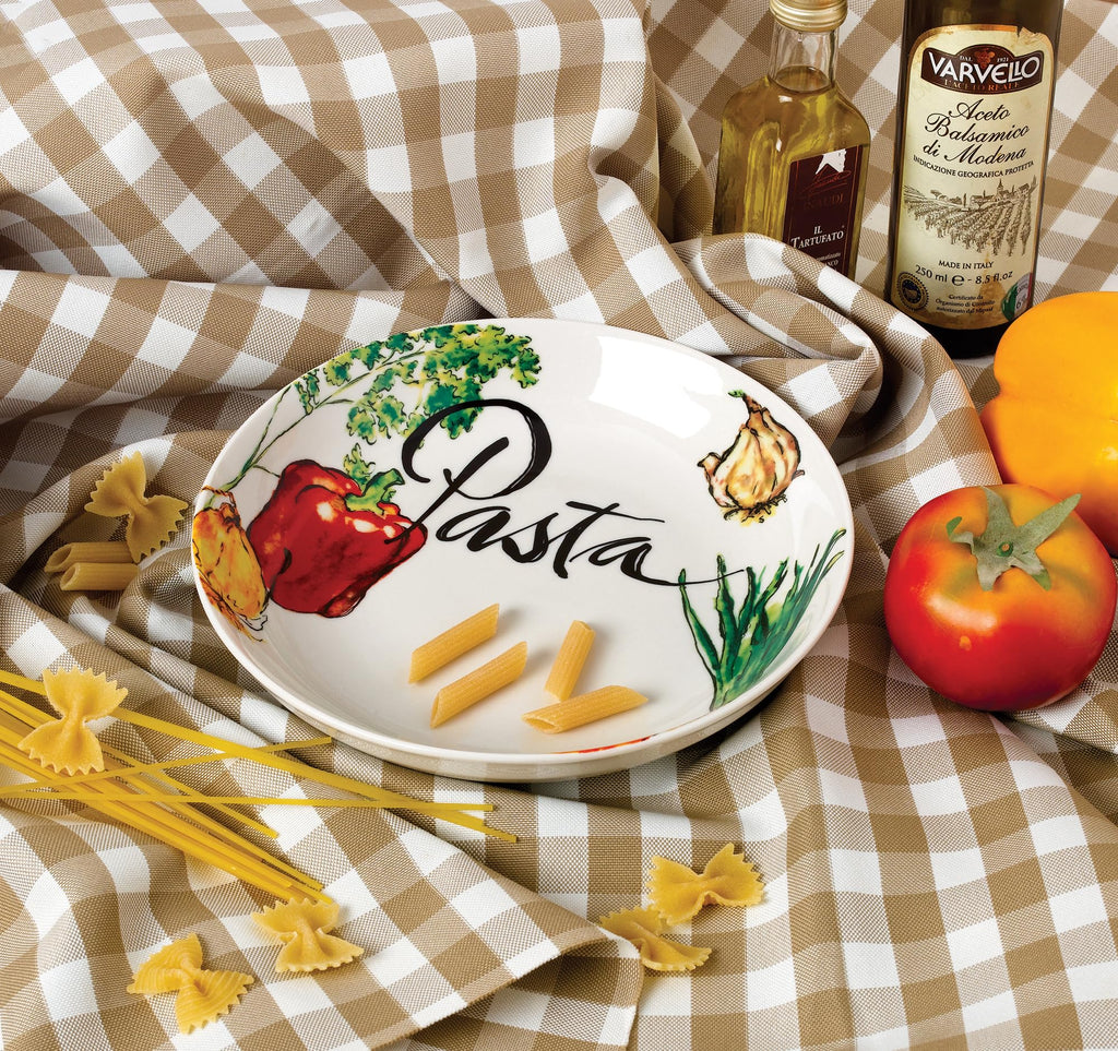 5Piece Porcelain Pasta Set Vegetable Design, Multicolor