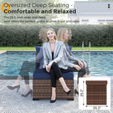 Furniture Set with Fire Pit Table, 8 Piece Sectional Sofas, All-Weather Wicker Conversation for Garden