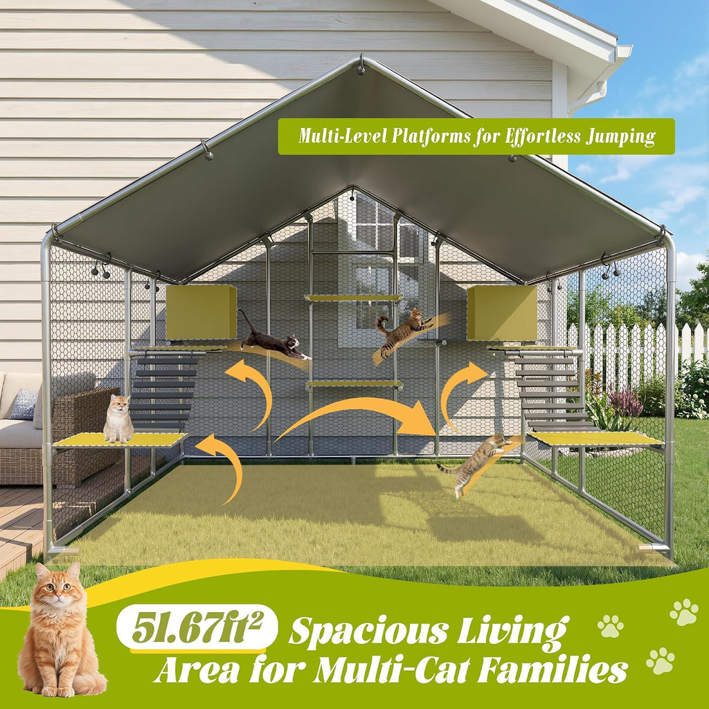 95" Extra Large Catio Outdoor Cat Enclosure for Multiple Cats
