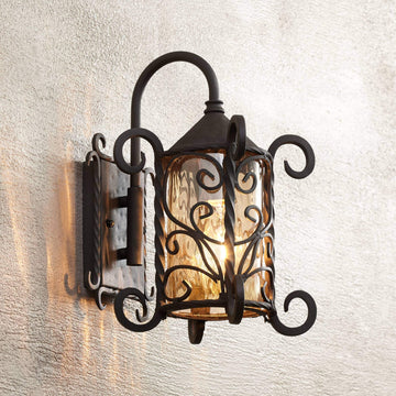 Casa Seville 13 1/4" High Iron Scroll Traditional Rustic Outdoor Wall Light