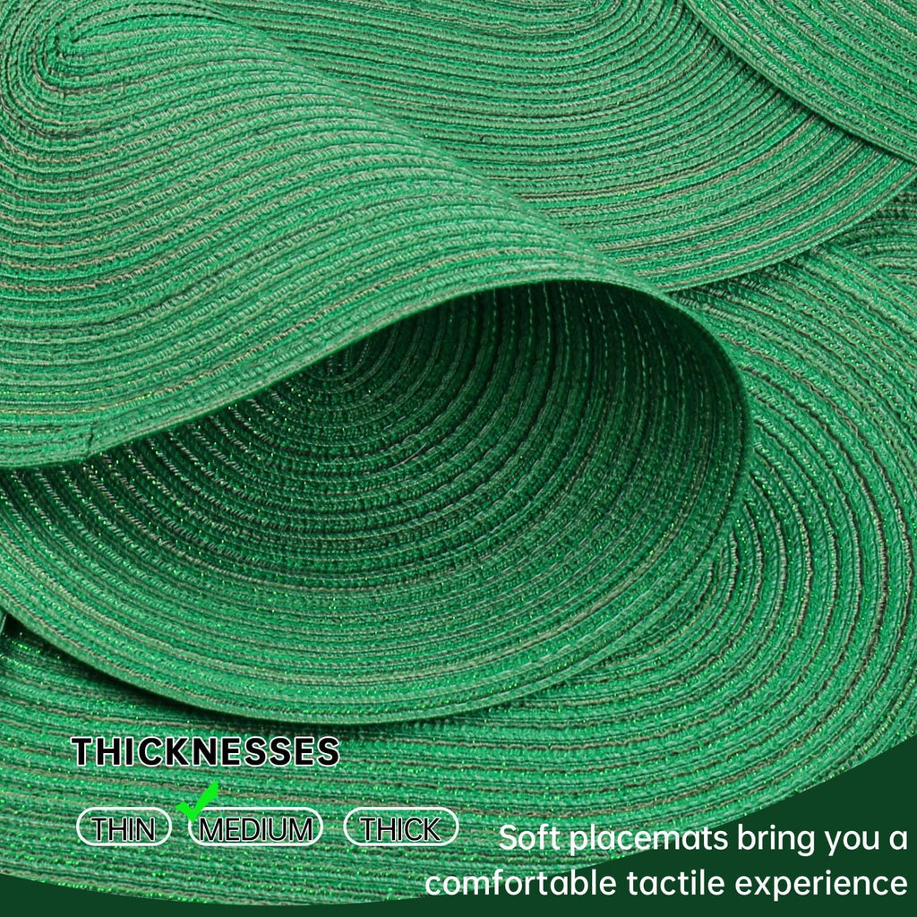 Placemats Set of 8, Woven Oval Braided Dining Table Mats(Green Shine)