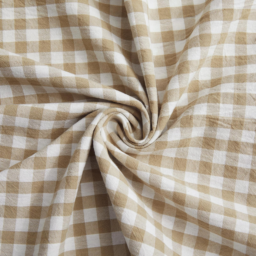 2 Pcs Plaid Ruffle Pillow Case Standard, Taupe Plaid Pillow Shams