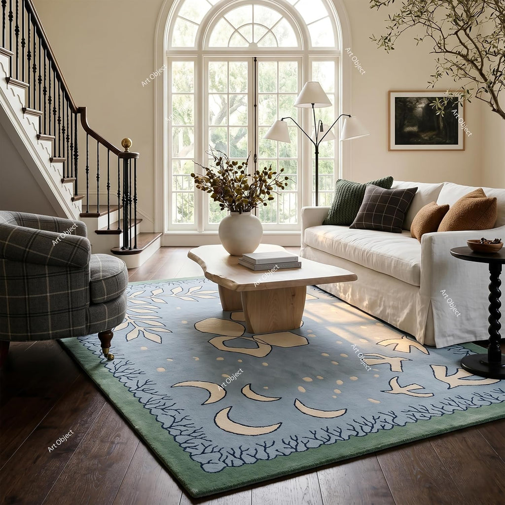 Hand Tufted Wool Area Rug, Scandinavian Abstract