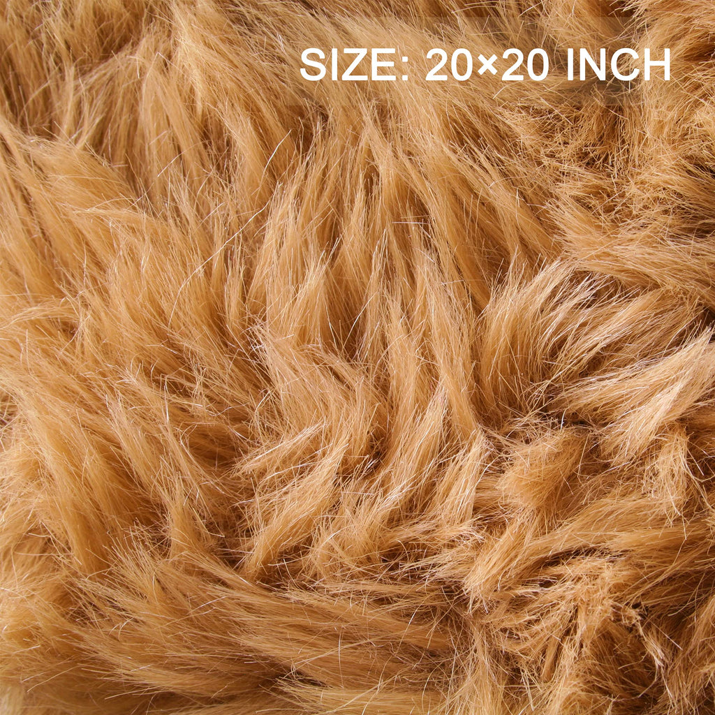 Faux Fur Fabric (20 x 20 inches, Camel)