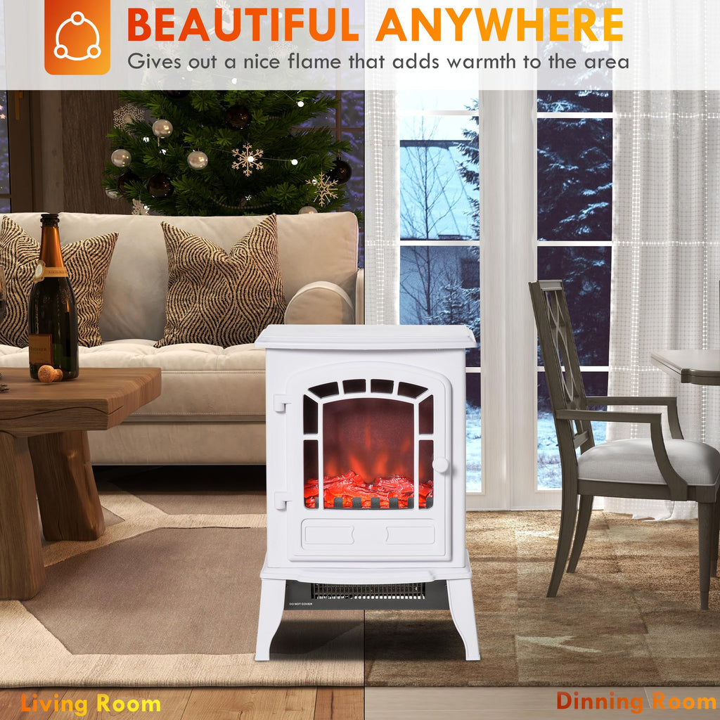 22" Electric Fireplace Stove with Door 750W / 1500W White