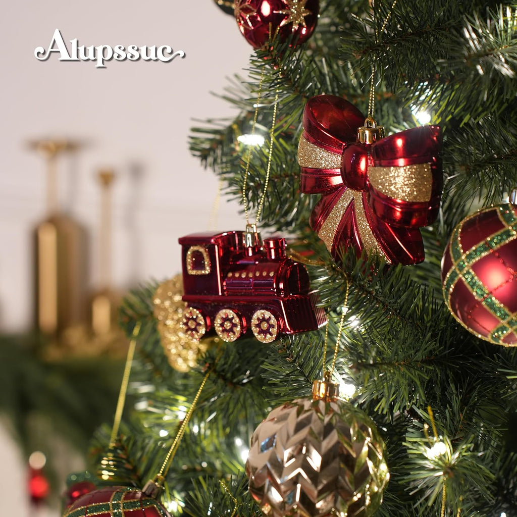 Classic Christmas Balls Ornaments Set, Red, Green and Gold - Set of 82