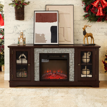 58" Fireplace TV Stand with Mantel for TVs up to 65" (Cherry)