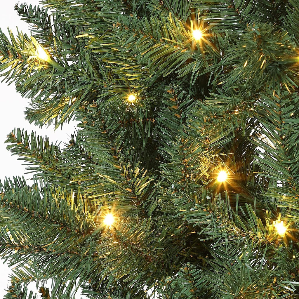 Slim Artificial Christmas Tree with Lights, 9 Adjustment Modes - Prelit Pencil Tree Decor, Skinny Space-Saving