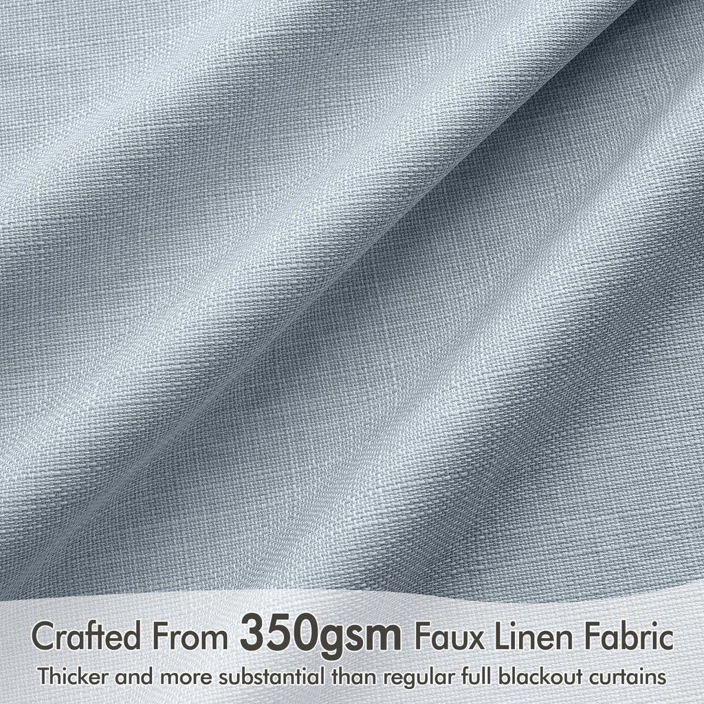 100% Blackout Curtains 84 Inch Long 2 Panels Set, Thick Faux Linen Black Out Curtain Room Darkening Back Tab Pleat