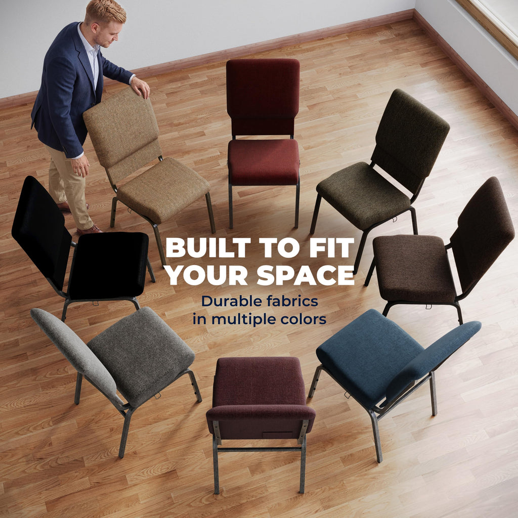 18.5 in Wide Church Chair, Black