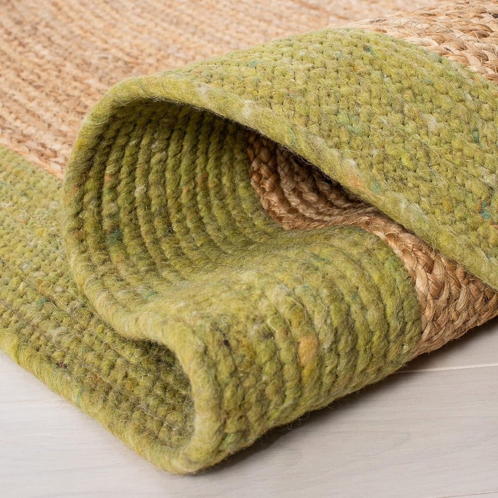 Braided Oval Rug, Wool Green & Brown BRD910Y
