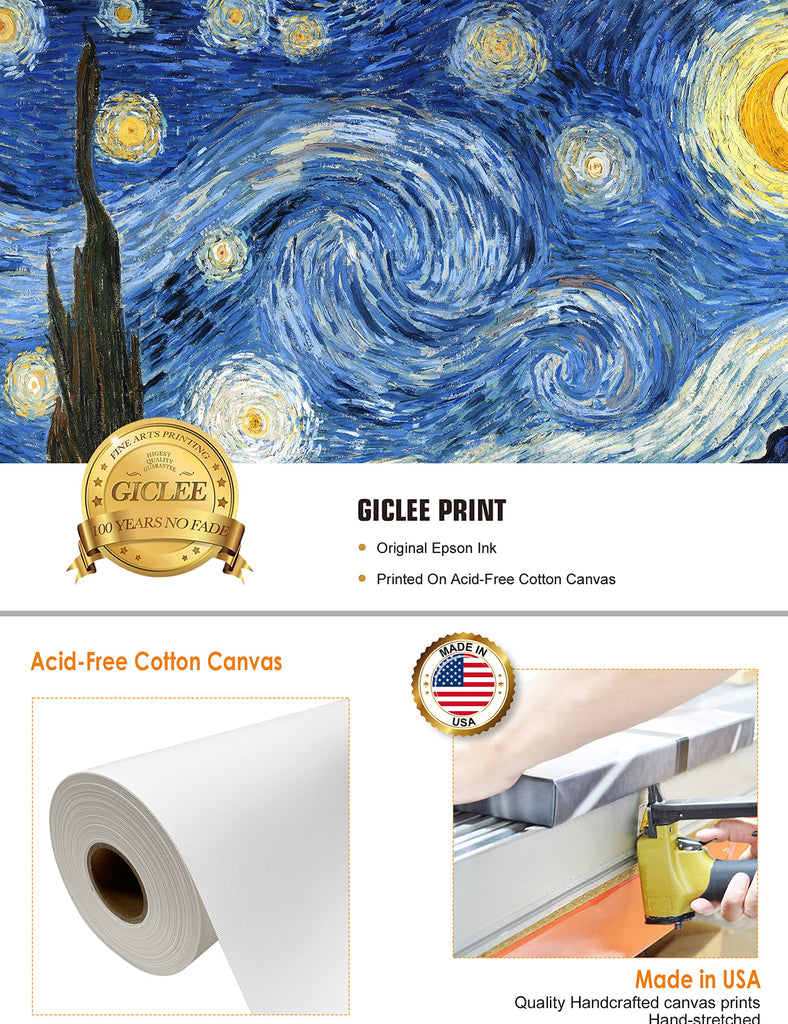Van Gogh Canvas Wall Art, Van Gogh Starry Night, 20x16