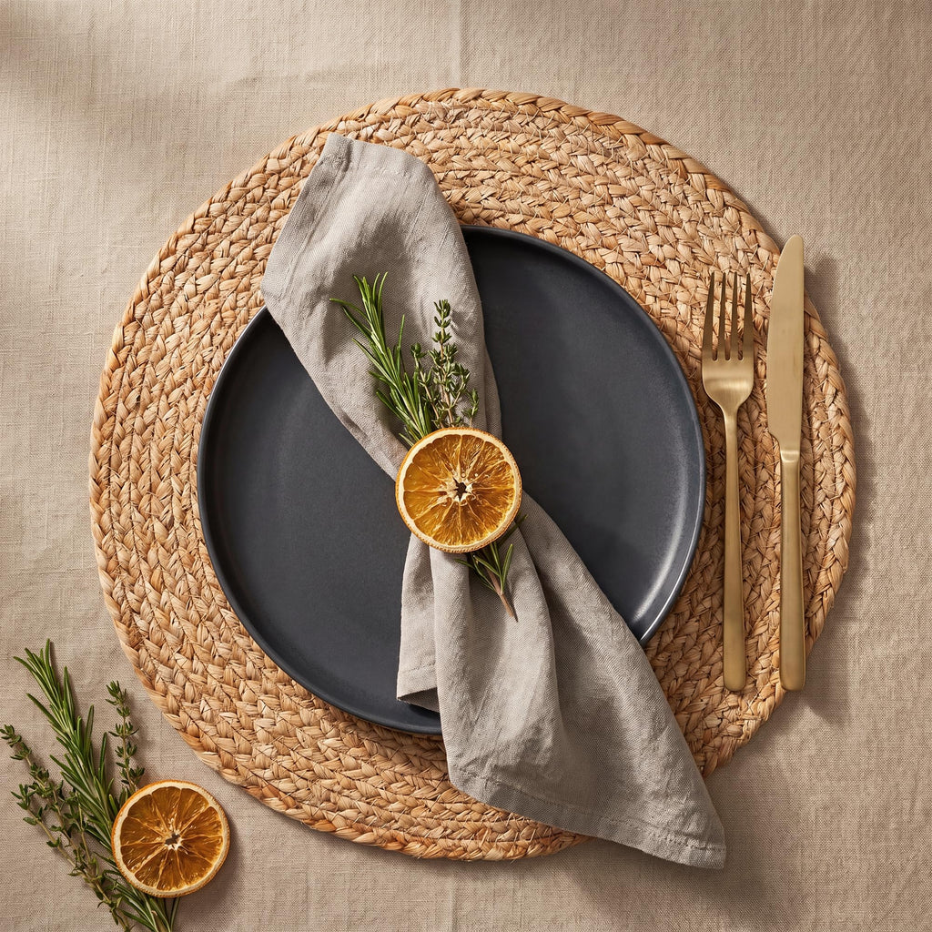 Round Jute Placemats, Set of 16, 13 Inch