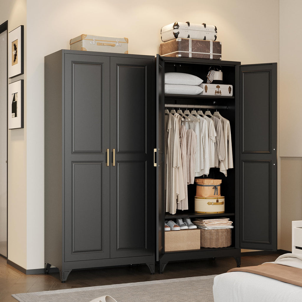 71'' Armoire Wardrobe Closet with Doors,Metal Wardrobe Cabinet