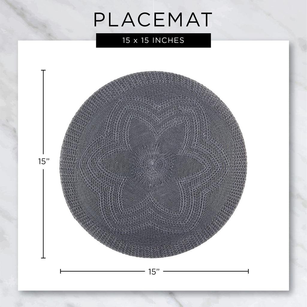 Vinyl Tabletop Collection, Round Placemat Set, 13.75", Nautical Blue, 6 Piece