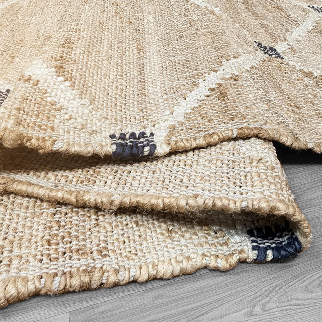 Hand Woven Jute Rug 9'x12' Area Rug - Rectangular Handcrafted Premium Geometric Design, Reversible Natural Fiber Rugs